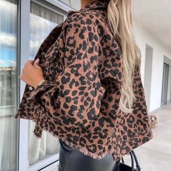 leopard women blazer distressed jacket blazer - Picture 5 of 5